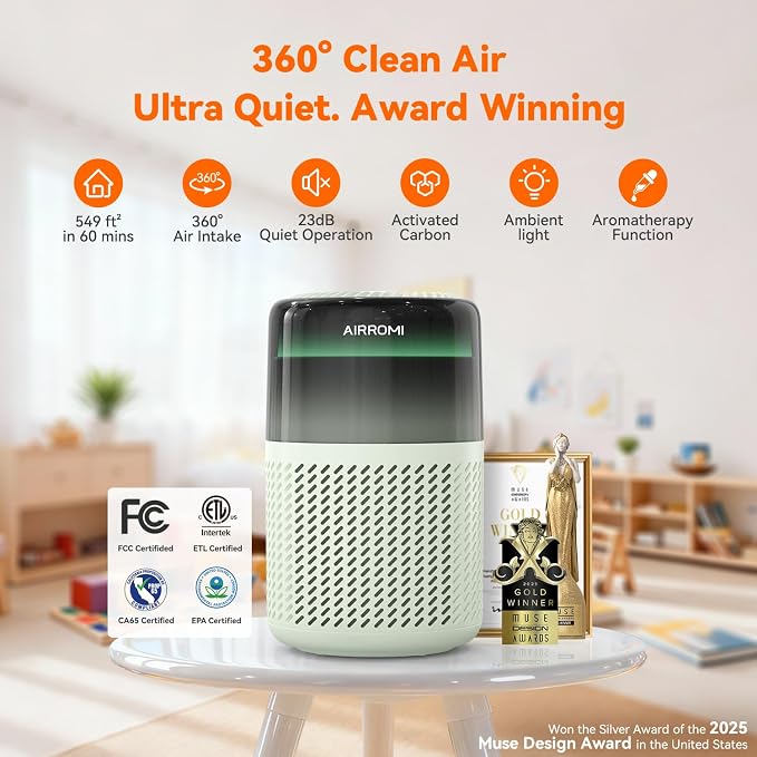 AIRROMI HEPA Air Purifier for Bedroom&Home, Pet Air Purifier for Home Pets - Image 2