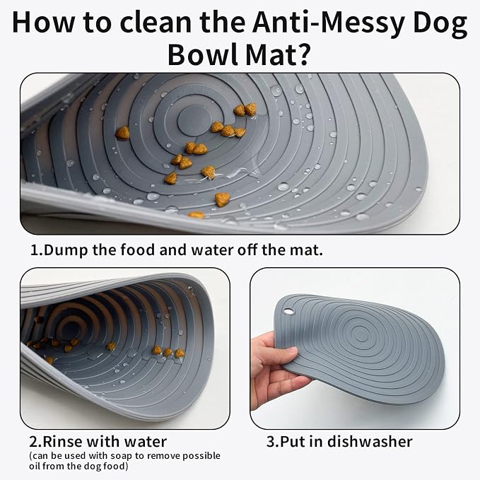 Fhiny 3PCS Silicone Pet Food Mat, 9.5" Round Waterproof Non-Slip Dog Cat Bowl - Image 5