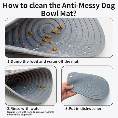 Fhiny 3PCS Silicone Pet Food Mat, 9.5" Round Waterproof Non-Slip Dog Cat Bowl - Image 5