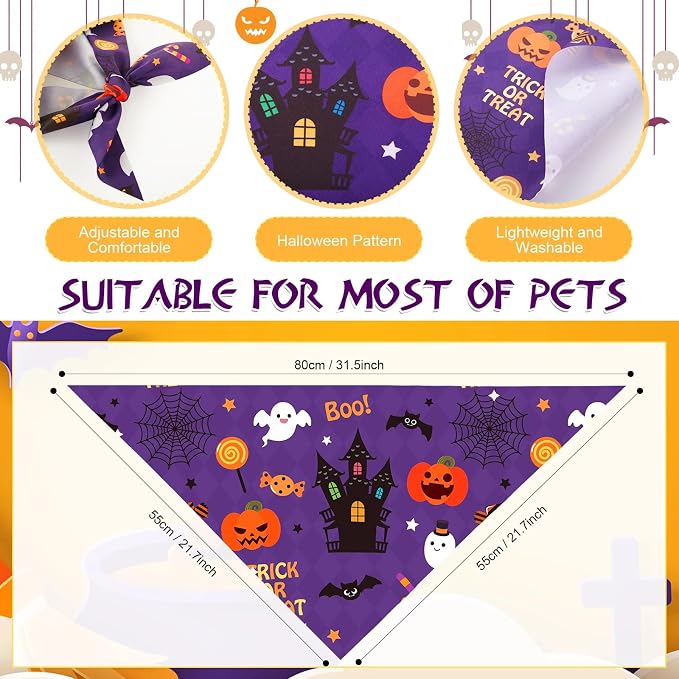 Abbylike 50 Pcs Halloween Dog Bandanas Bulk Pumpkin Bandanas - Image 3