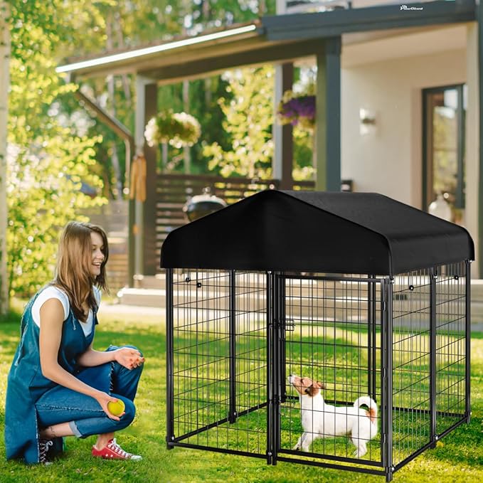 Dog Kennel Outdoor with Roof, Heavy Duty Dog Crate with UV-Resistant Waterproof - Image 6