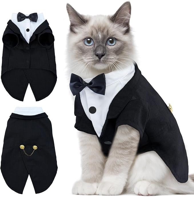 DENTRUN Cat Tuxedo Outfit, Sphynx Cat Costume Formal Suit by DENTRUN