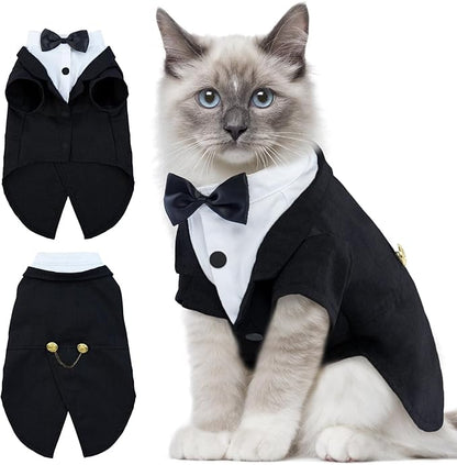 DENTRUN Cat Tuxedo Outfit, Sphynx Cat Costume Formal Suit by DENTRUN