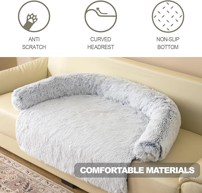 Calming Dogs/Cats Bed Mats, Dog Pad Washable Removable Couch Cover, Plush Long - Image 4