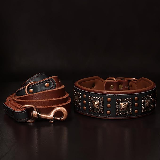PET ARTIST Soft Padded Leather Dog Collar, 2 inch Wide Genuine Leather Dog - Image 3