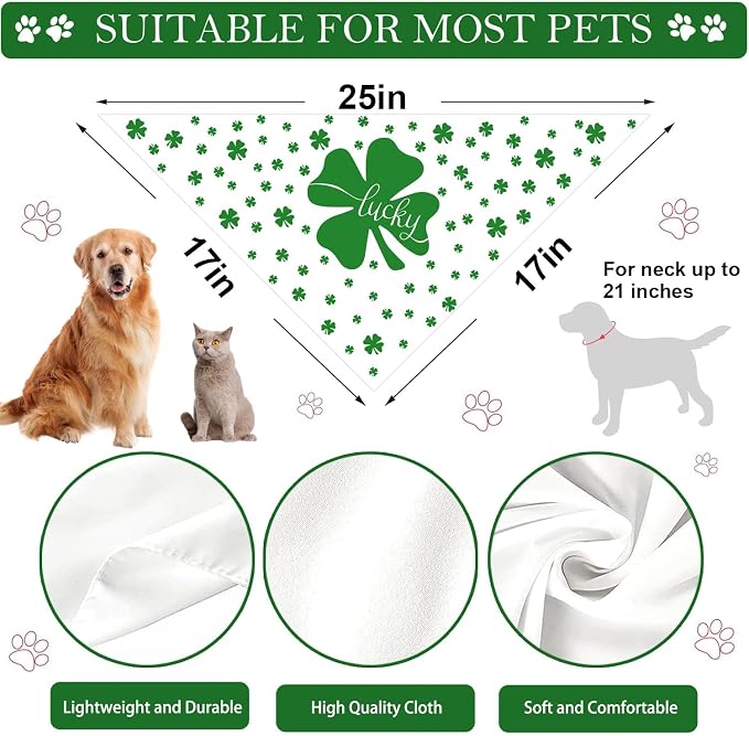 St. Patrick's Day Dog Bandana, 2 Pack Adjustable Holiday Party Pets Saint - Image 3