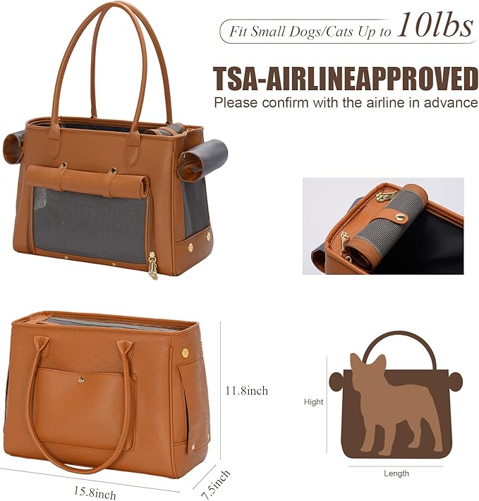 Fashion Pet Carrier Purse for Small Cat and Dog, Luxury Pu Soft-Sided Tote Bag - Image 2