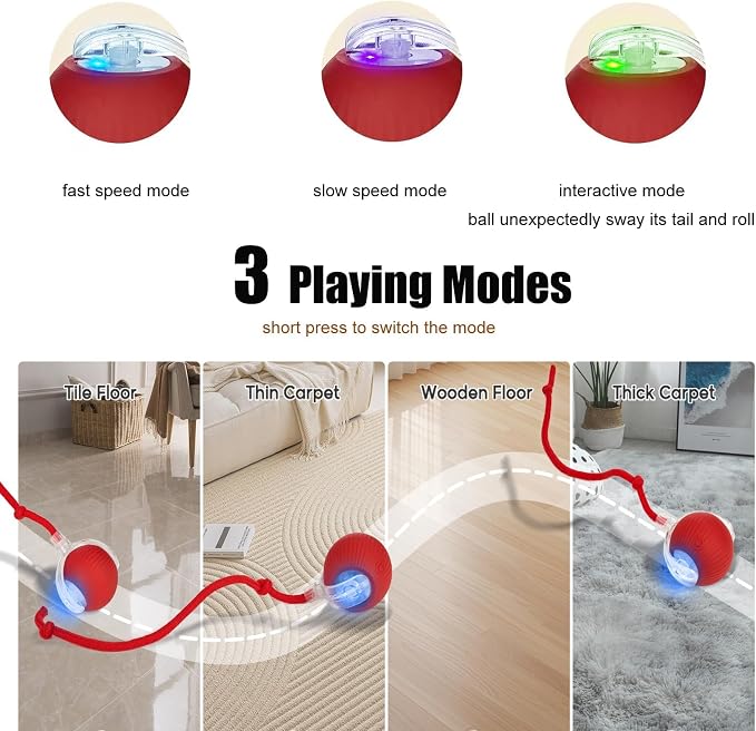 Interactive Dog Cat Toy Ball, Upgraded Rechargable Smart Automatic Rolling Pet - Image 3