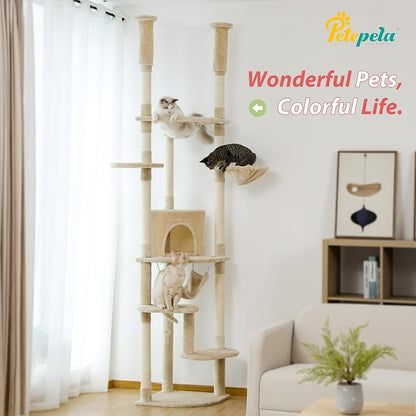 PETEPELA Floor to Ceiling Cat Tree, 92.9''-101.6''Height Adjustable Cat Tower - Image 8