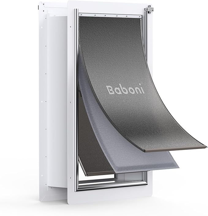 Baboni Pet Door for Wall, Steel Frame and Telescoping Tunnel, Aluminum Lock by Baboni