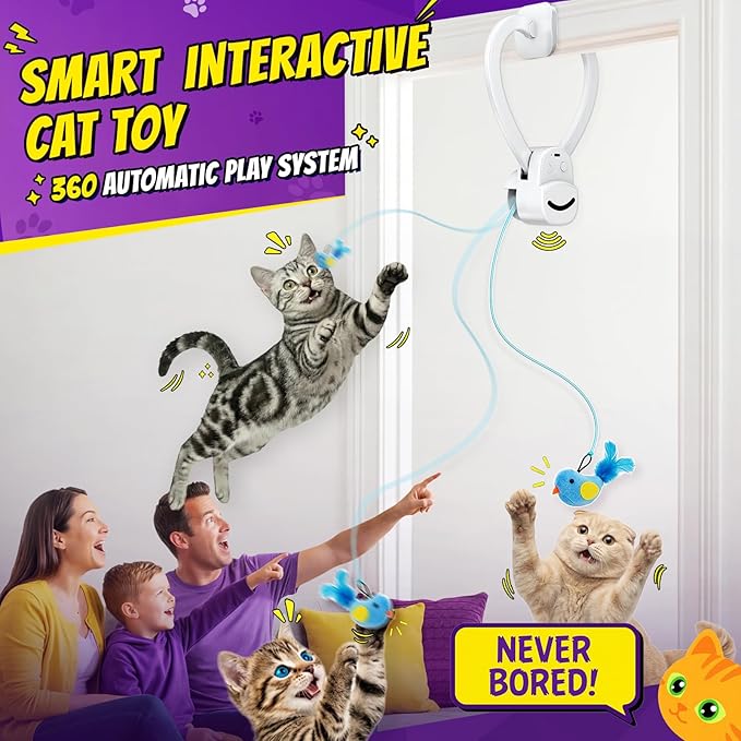 Interactive Cat Toys for Indoor Cats: Automatic Flying Bird Feather Wand Chase - Image 2