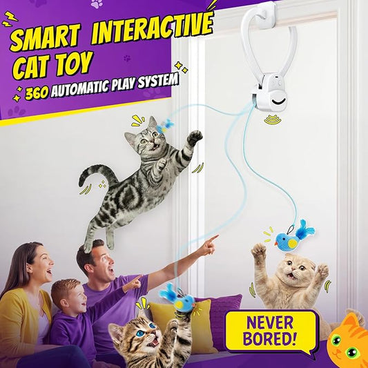 Interactive Cat Toys for Indoor Cats: Automatic Flying Bird Feather Wand Chase - Image 2