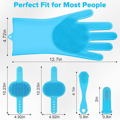 6PCS Pet Grooming Kit for Dogs, Cats and Horses | Dog Washing Gloves | Dog Bath - Image 7