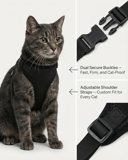 Luxelle 2 Pack Escape-Proof Cat Harness and Leash Set - Image 2