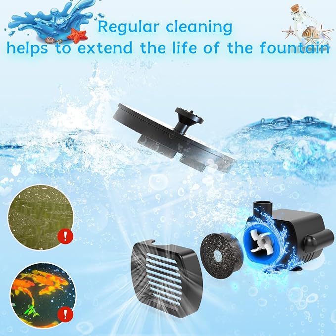 AMZtime Solar Water Fountain, Upgraded Solar Bird Bath Fountains - Image 8