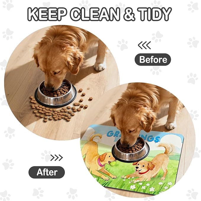 Dog Food Mat for Floors Absorbent, Pet Food Mat, Dogs Greetings Quick Dry Dog - Image 6