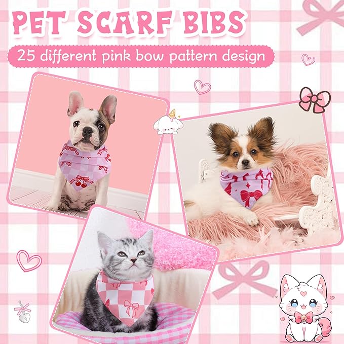 Kacctyen 50 Pcs Pink Dog Bandanas Bulk Spring Bandana - Image 7