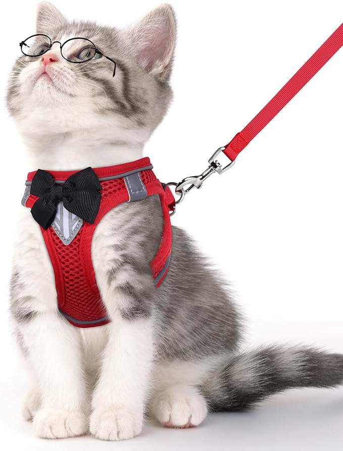 Cat Vest Harness and Leash Set for Walking, Escape Proof, Adjustable Kitten by NCMAMA