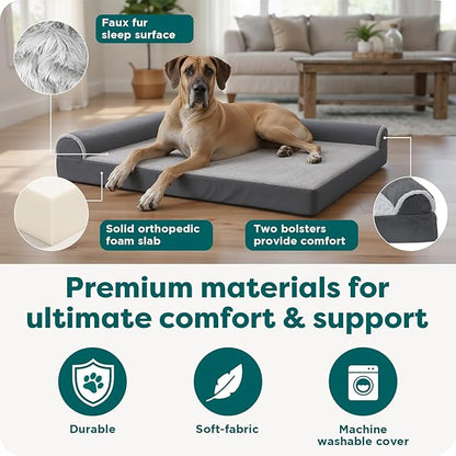 Furhaven Orthopedic Dog Bed for Large Dogs w/ Removable Bolsters & Washable - Image 5