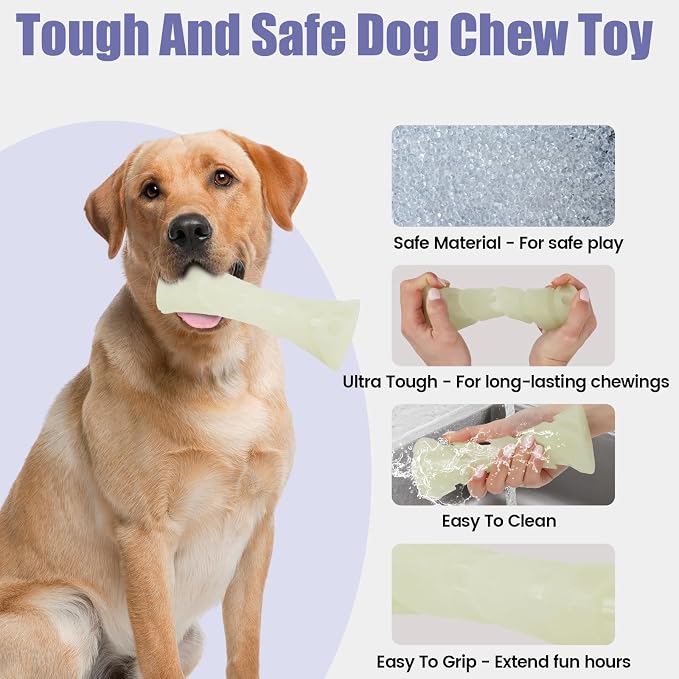 Glow in The Dark Dog Chew Toy, Rubber Dog Toys to Keep Them Busy, Interactive - Image 2