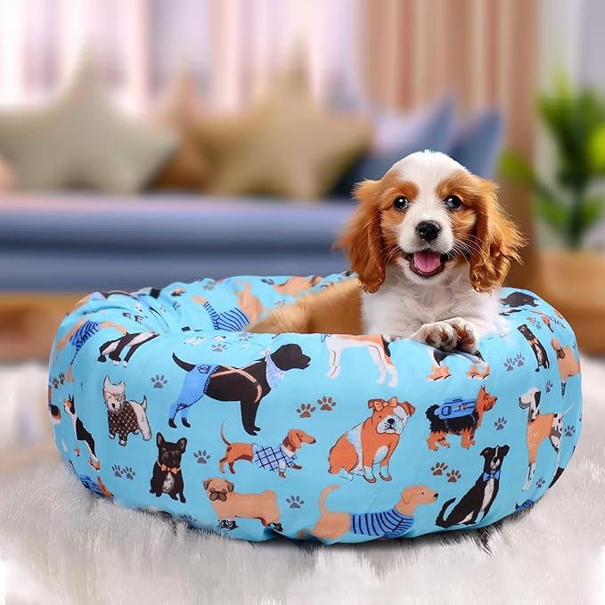 Round Replacement Dog Bed Covers Elastic Edged Washable Pet Bed Protector - Image 3