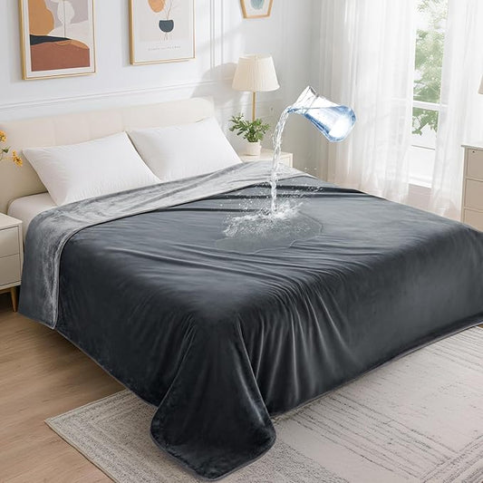 LOOBANI Waterproof Blanket for Bed: Reversible Soft Flannel King Size Bed by LOOBANI