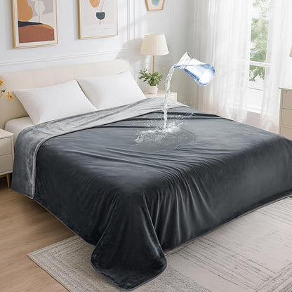 LOOBANI Waterproof Blanket for Bed: Reversible Soft Flannel Queen Bed Blanket by LOOBANI
