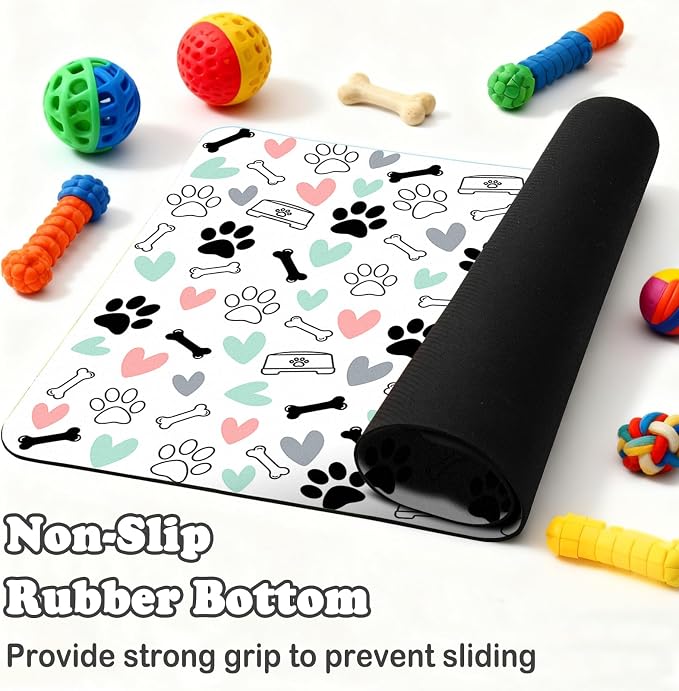 Dog Food Mat for Pet Cat Food Mat, Paws Absorbent Quick Dry Dog Bowl Mats for - Image 5