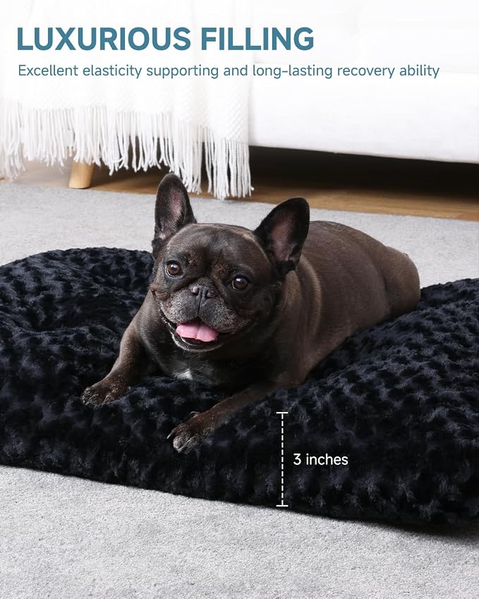KSIIA Washable Dog Bed Anti-Slip Dog Crate Beds Deluxe Plush Kennel Pad Comfy - Image 3