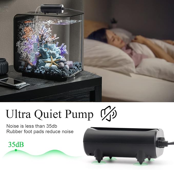 AQQA Aquarium Air Pump, 3.5W 5W Dual Outlet Oxygen Pump - Image 4