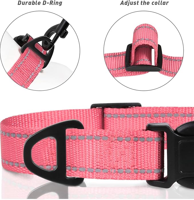 TagME Reflective Nylon Dog Collars, Adjustable Classic Pet Collar - Image 3