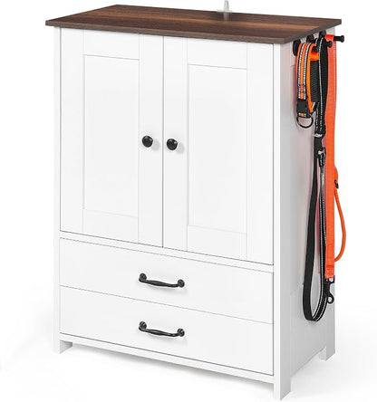 ZMAD Dog Feeding Station with Storage Cabinet and Double Door Locker with 2 by home