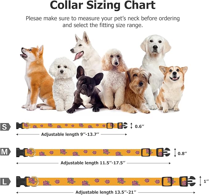 Cotton Handmade Dog Collar Cute and Distinctive Patterns Yellow Rose - Image 3