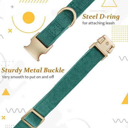Soft Cotton Dog Collar with Metal Buckle Adjustable Heavy Duty Comfy Corduroy - Image 4