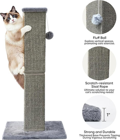 Cat Scratching Post 32 Inch for Indoor Large Cats and Kitten, Nature Sisal Tall - Image 4