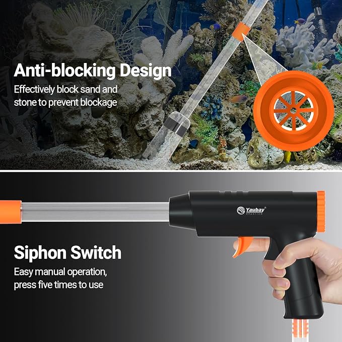 Manual Aquarium Gravel Cleaner, 132GPH Fish Tank Siphon Vacuum Cleaner - Image 5