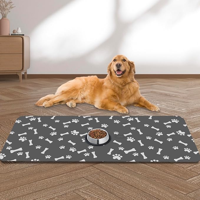 Large Pet Feeding Mat, Absorbent Quick Dry Dog Mat by yuzshin