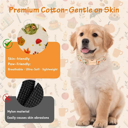 Autumn Dog Collar，Soft Cotton Handmade Pet Collar - Image 5