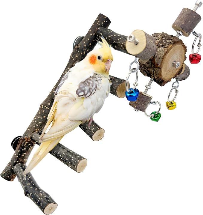 BNOSDM Natural Wood Bird Ladder Perch by BNOSDM