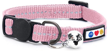 Pawtitas Recycled Pink Reflective Cat Collar – Eco-Friendly Breakaway Safety by Pawtitas