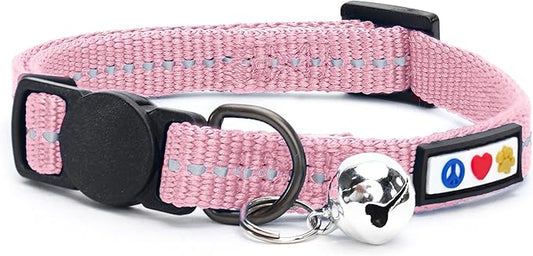Pawtitas Recycled Pink Reflective Cat Collar – Eco-Friendly Breakaway Safety by Pawtitas