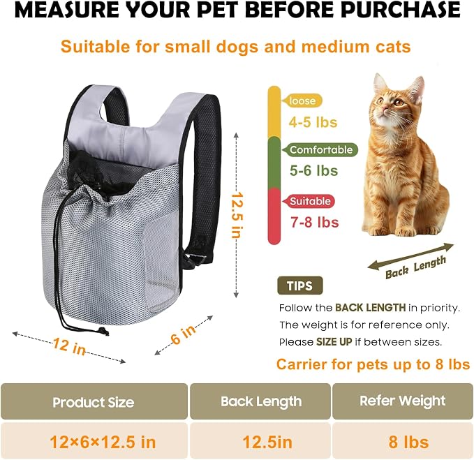 Dog Front Carrier Backpack, Ventilated Mesh Puppy Back Pack - Image 2