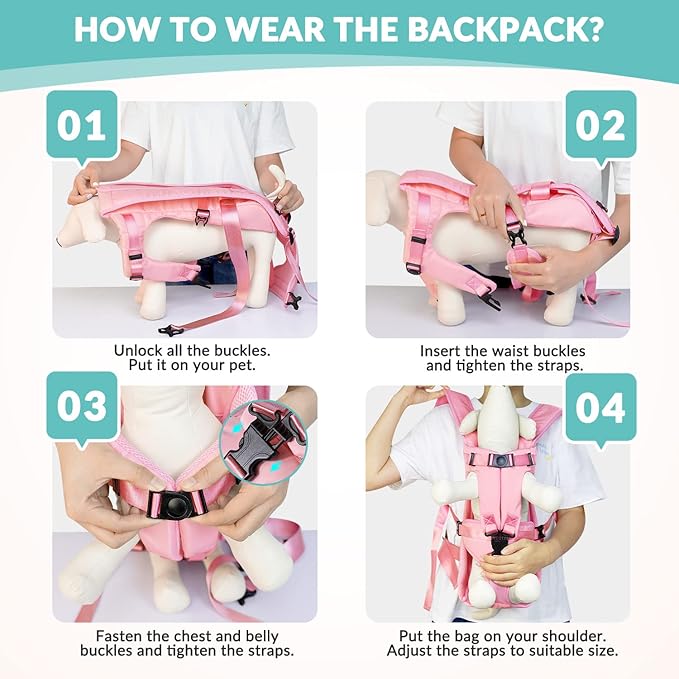 Lukovee Dog Backpack Carrier, Legs Out Easy-fit Dog Front Carrier - Image 6
