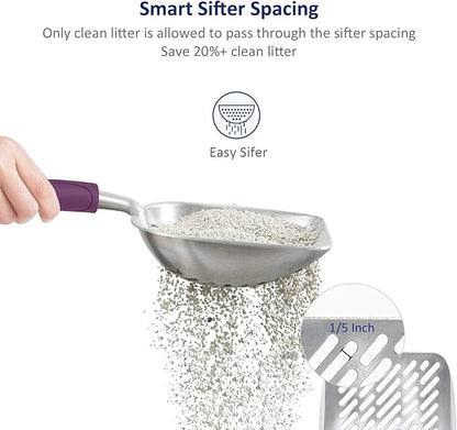 WePet Cat Litter Scoop, Aluminum Alloy Sifter, Kitty Metal Scooper, Deep Shovel - Image 2