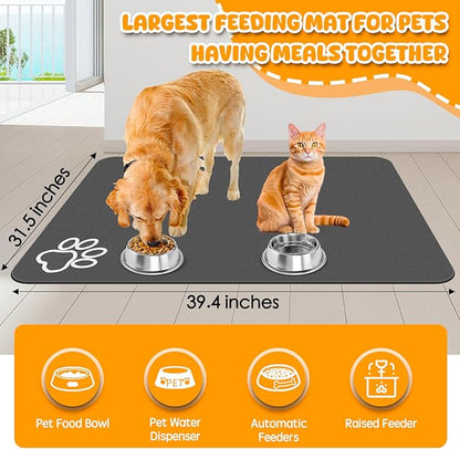 Dog Food Mat, 39.4"x31.5" Largest Absorbent Dog Mat - Image 2