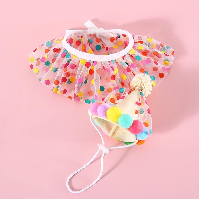 Cat Dog Princess Costumes Puppy Cat Birthday Bandana Scarf and Party Hat Cute - Image 4