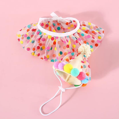 Cat Dog Princess Costumes Puppy Cat Birthday Bandana Scarf and Party Hat Cute - Image 4