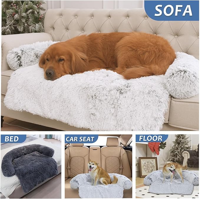 Calming Dogs/Cats Bed Mats, Dog Pad Washable Removable Couch Cover, Plush Long - Image 7