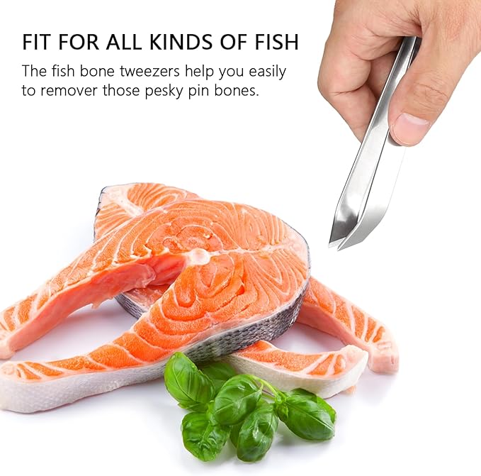 2 Pcs Fish Tweezer 2 Pcs Fish Scale Remover, Fishbone Tweezers Descaler Cleaner - Image 3