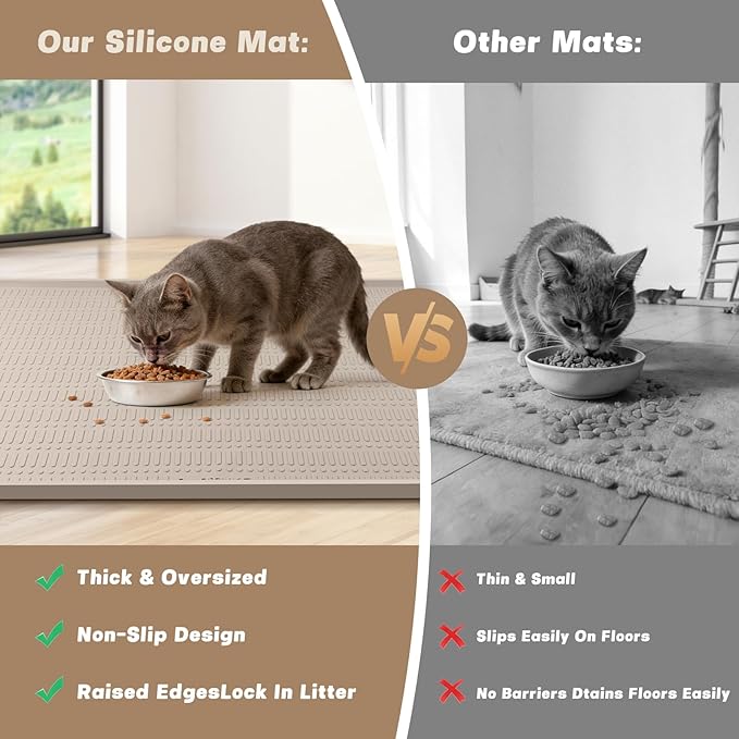 47" x 35" Silicone Cat Food Mat, Waterproof Pet Feeding Mat - Image 4